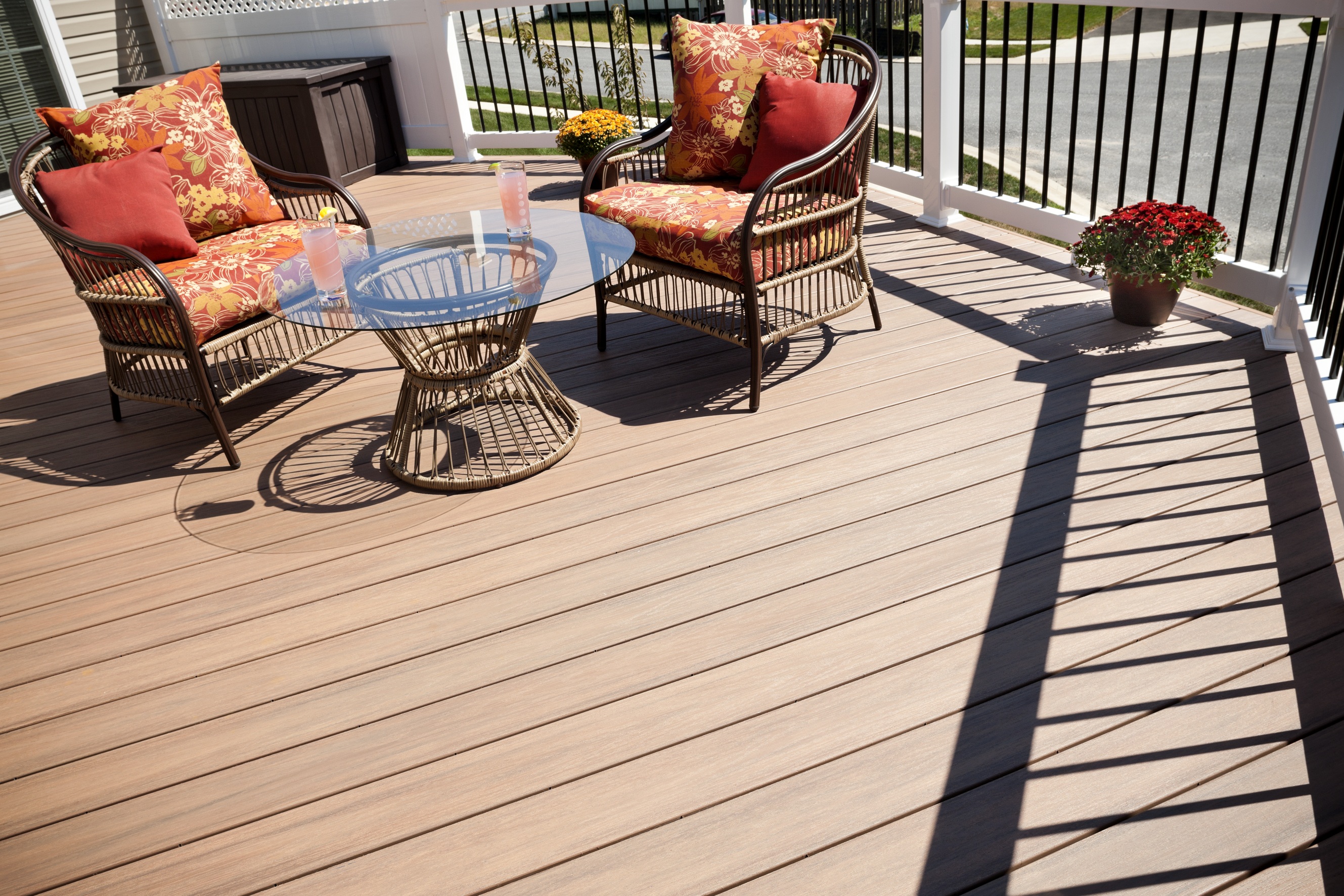 HNH Deck and Porch  low maintenance deck  with Wolf PVC Decking and Deckorators railing.