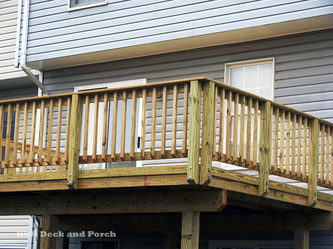ACQ pressure treated pine wood deck.