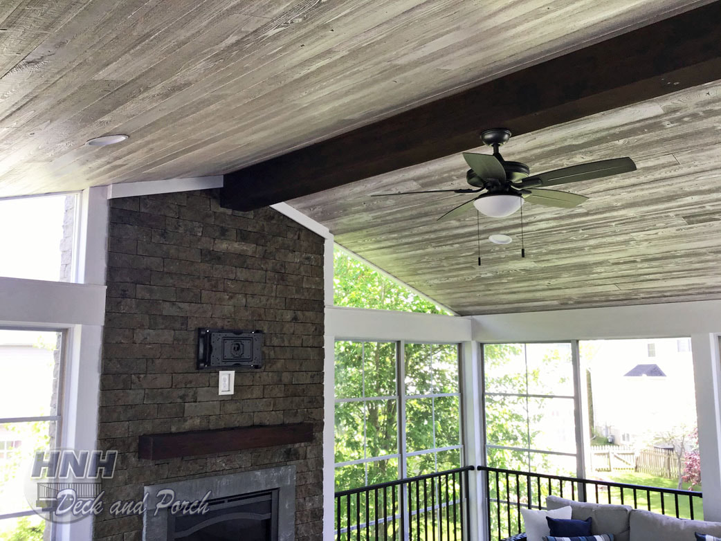 3 season room with synergy wood product on ceiling