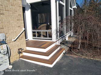 Screened Porch steps using Fiberon Ipe composite decking.
