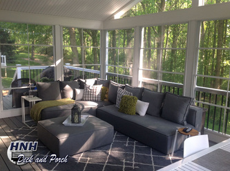Screened porch with Eze-Breeze sliding panels.